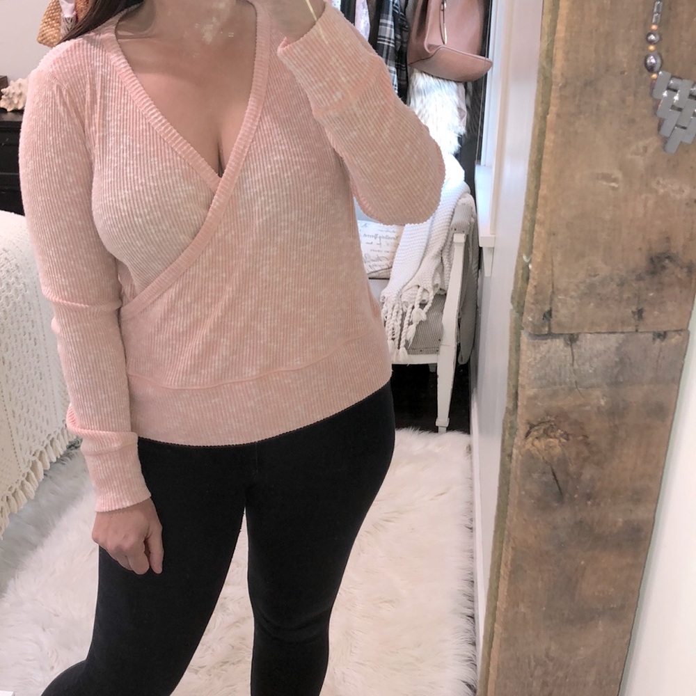 Saturday Sunday Anthropologie size medium knit pink wrap top